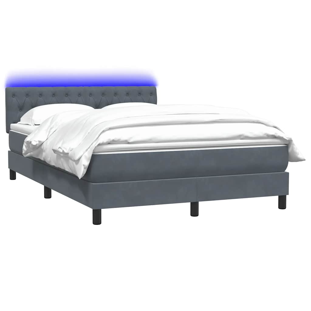 Boxspring met matras en LED fluweel donkergrijs 160x220 cm – afbeelding 3
