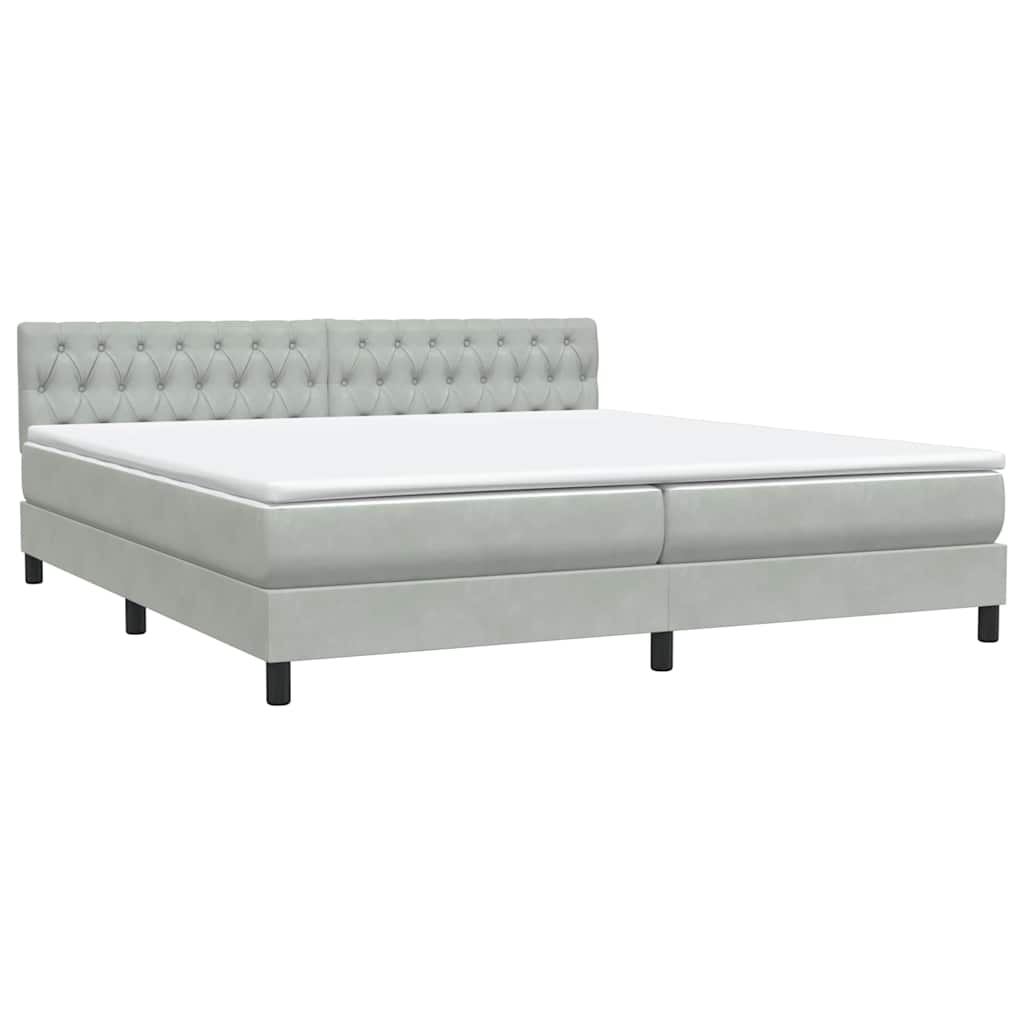 Boxspring met matras en LED fluweel lichtgrijs 180x220 cm – afbeelding 5