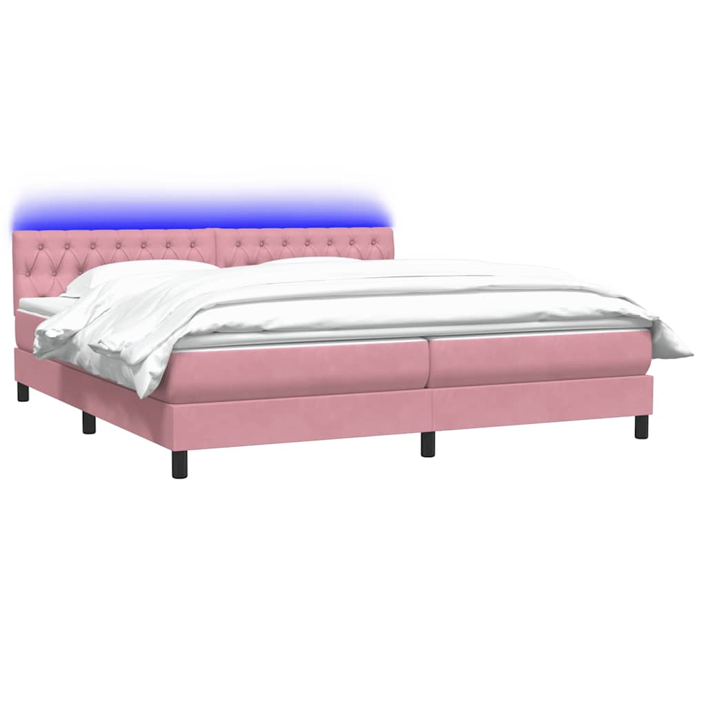 Boxspring met matras en LED fluweel roze 180x220 cm – afbeelding 3