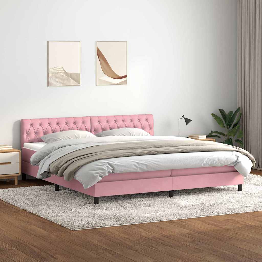 Boxspring met matras en LED fluweel roze 180x220 cm – afbeelding 4