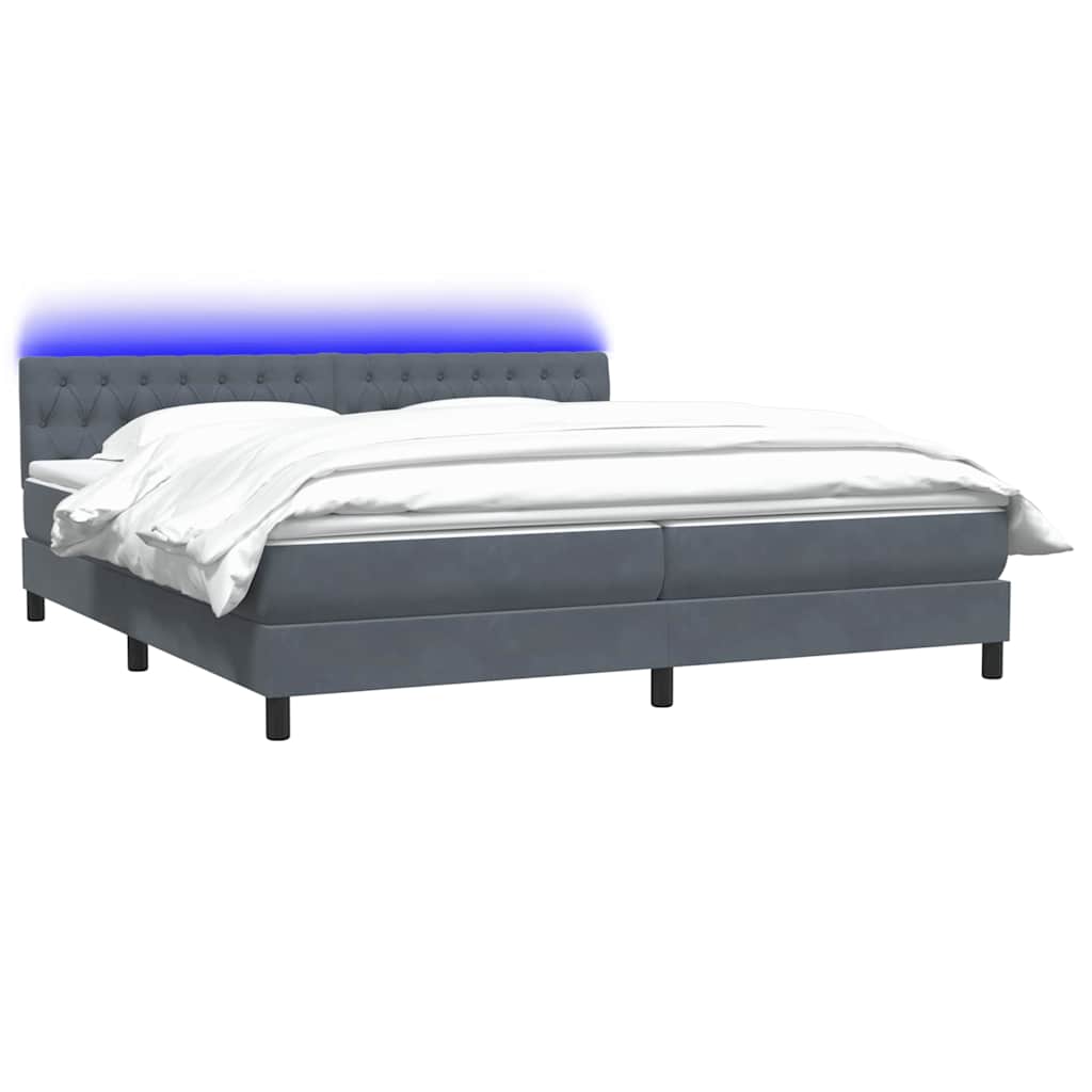 Boxspring met matras en LED fluweel donkergrijs 200x220 cm – afbeelding 3