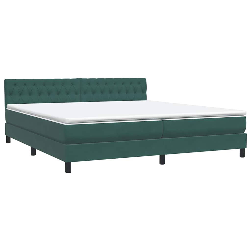 Boxspring met matras en LED fluweel donkergroen 200x220 cm – afbeelding 5
