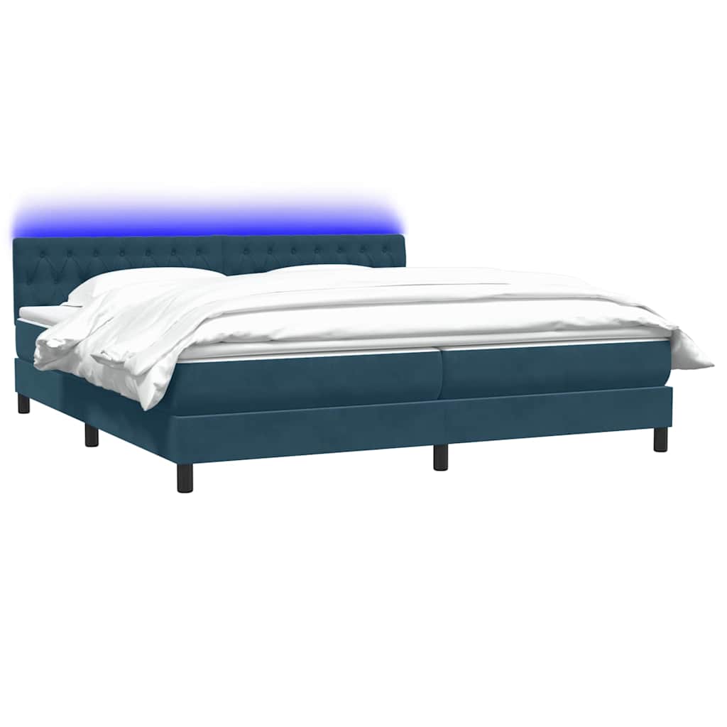Boxspring met matras en LED fluweel donkerblauw 200x220 cm – afbeelding 3