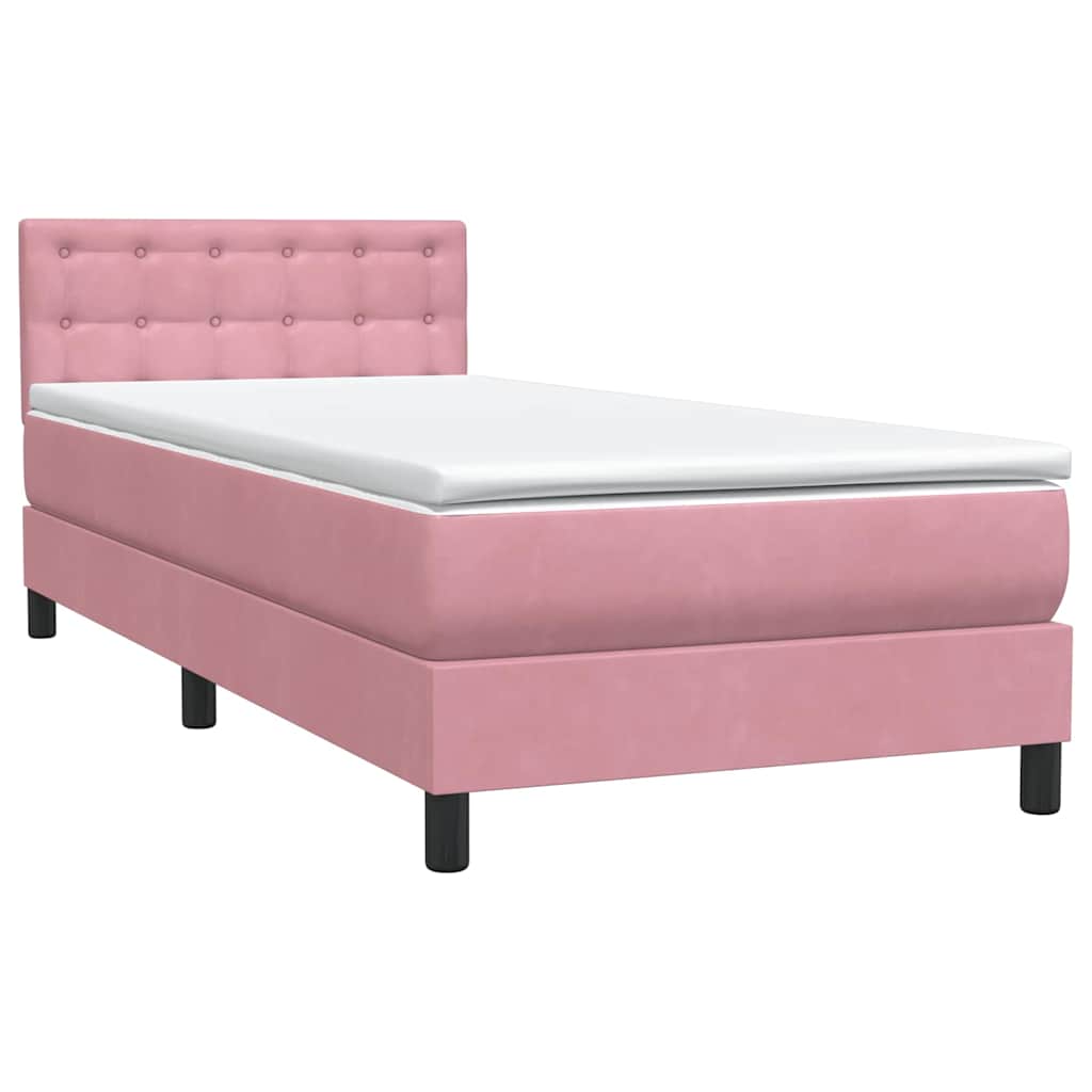 Boxspring met matras en LED fluweel roze 90x210 cm – afbeelding 5