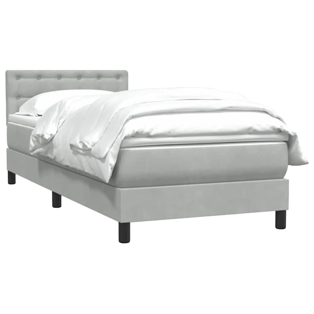 Boxspring met matras en LED fluweel lichtgrijs 100x210 cm – afbeelding 3