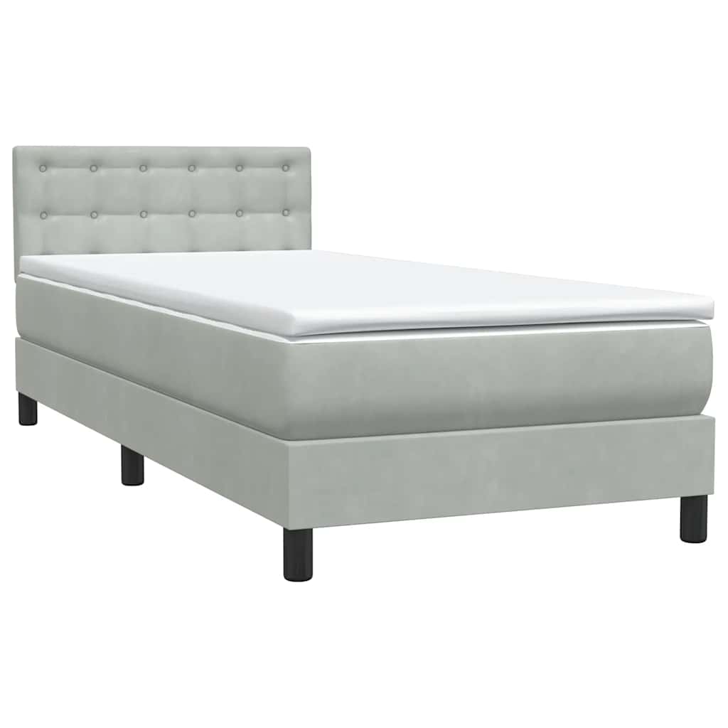 Boxspring met matras en LED fluweel lichtgrijs 100x210 cm – afbeelding 5