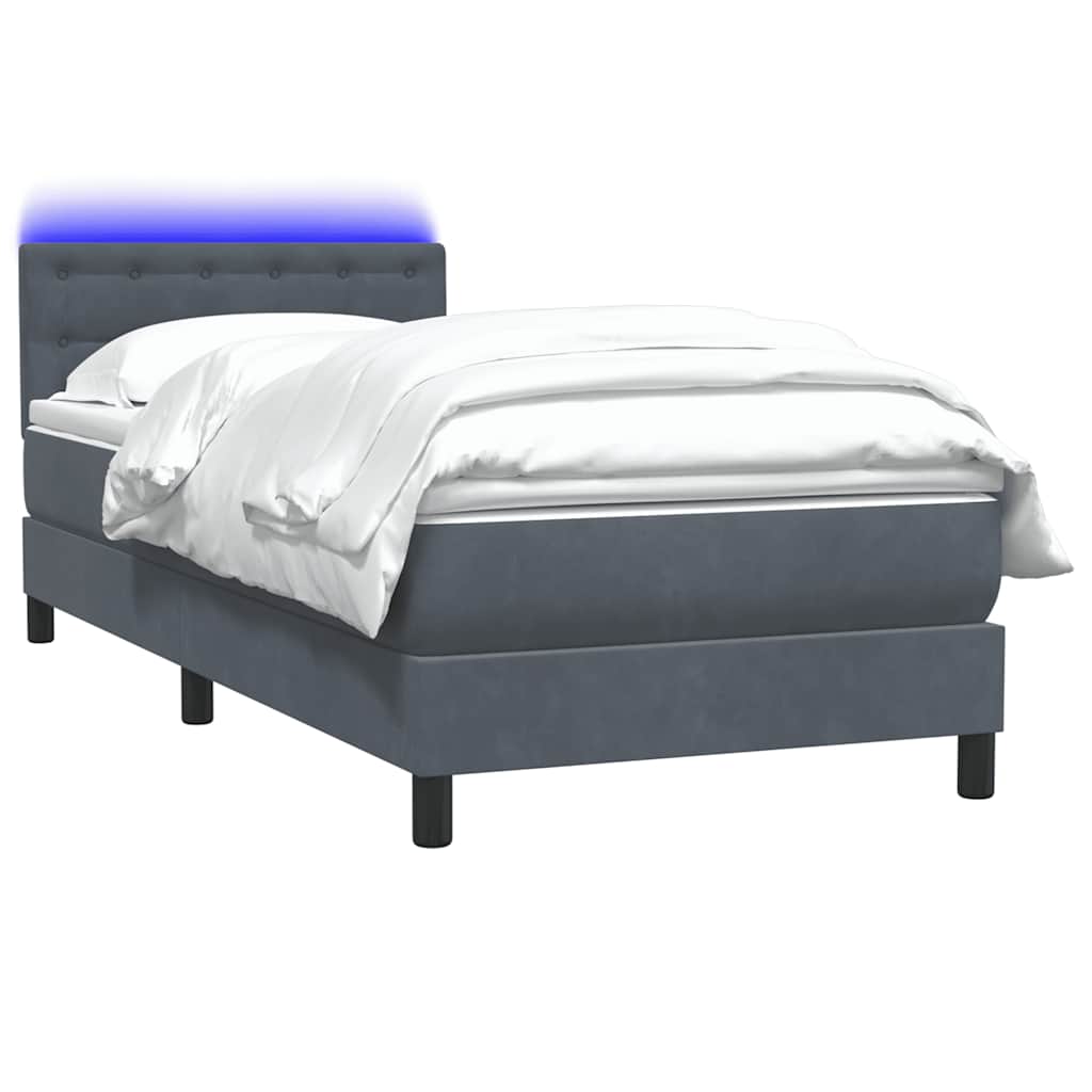 Boxspring met matras en LED fluweel donkergrijs 100x210 cm – afbeelding 3