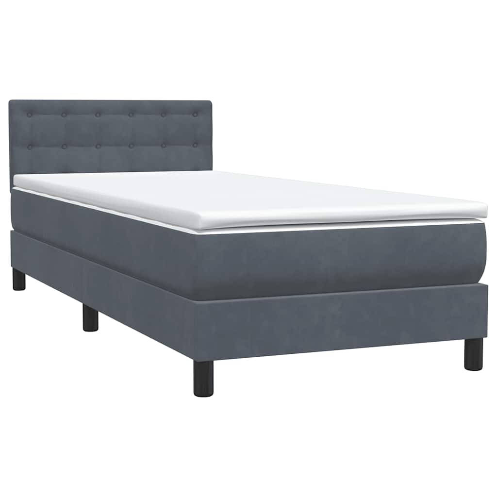 Boxspring met matras en LED fluweel donkergrijs 100x210 cm – afbeelding 5