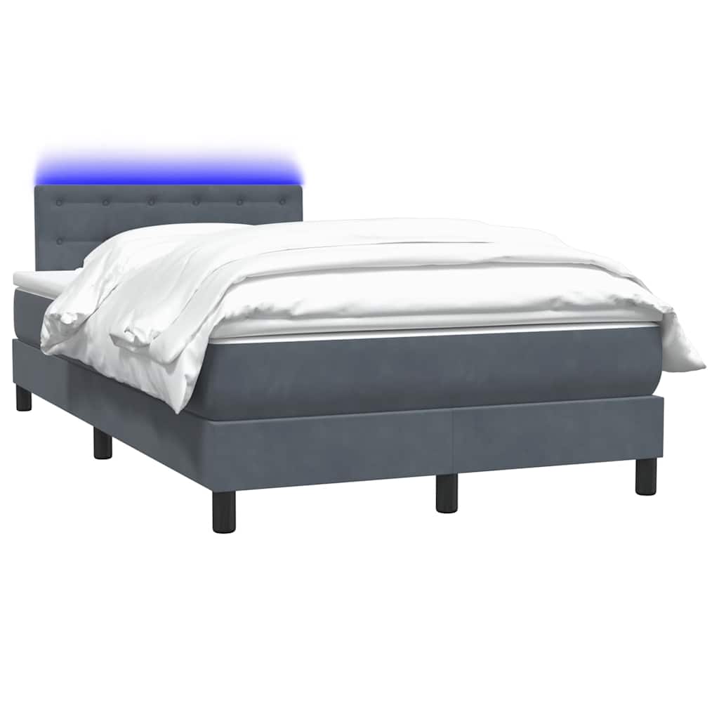Boxspring met matras en LED fluweel donkergrijs 120x210 cm – afbeelding 3