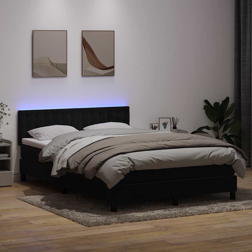 Boxspring met matras en LED fluweel zwart 160x210 cm – afbeelding 1