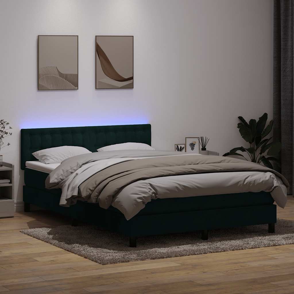 Boxspring met matras en LED fluweel donkergroen 160x210 cm