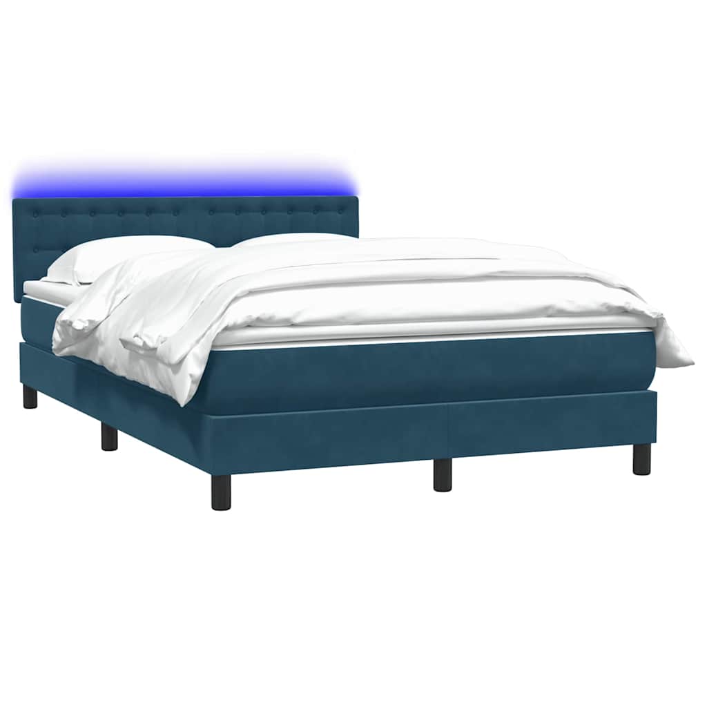 Boxspring met matras en LED fluweel donkerblauw 160x210 cm – afbeelding 3
