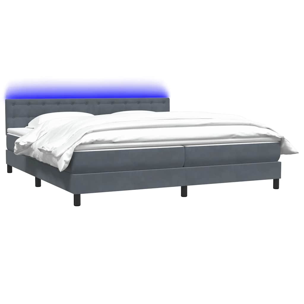 Boxspring met matras en LED fluweel donkergrijs 200x210 cm – afbeelding 3