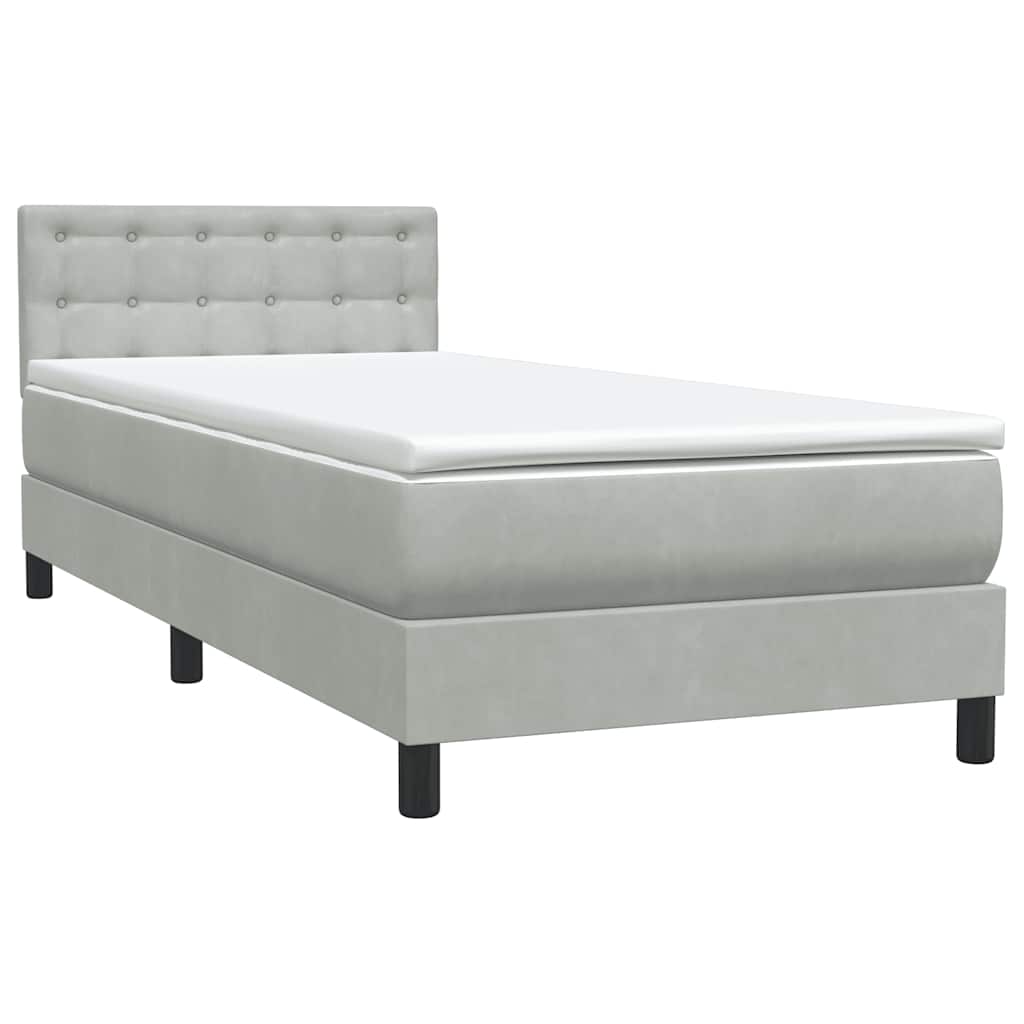 Boxspring met matras en LED fluweel lichtgrijs 100x220 cm – afbeelding 5