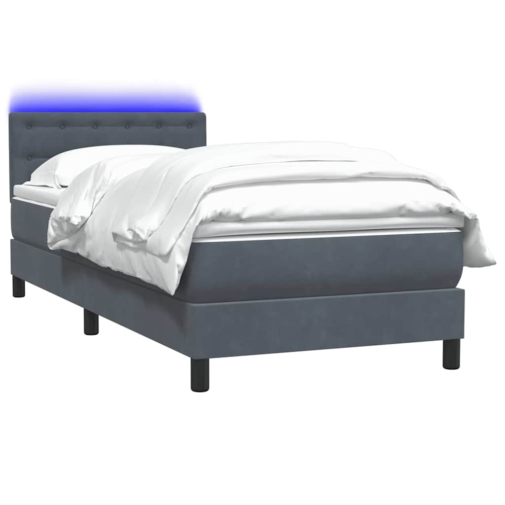 Boxspring met matras en LED fluweel donkergrijs 100x220 cm – afbeelding 3