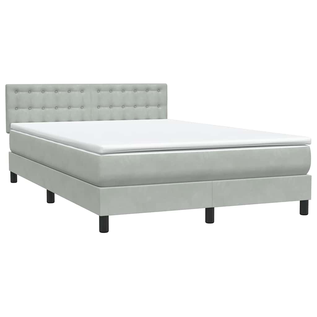 Boxspring met matras en LED fluweel lichtgrijs 140x220 cm – afbeelding 5