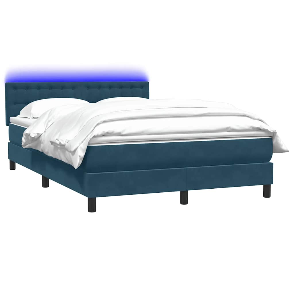Boxspring met matras en LED fluweel donkerblauw 140x220 cm – afbeelding 3
