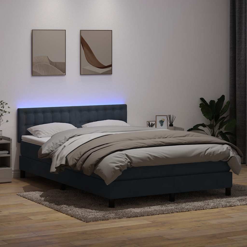 Boxspring met matras en LED fluweel donkergrijs 160x220 cm – afbeelding 1