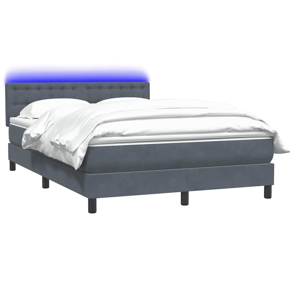 Boxspring met matras en LED fluweel donkergrijs 160x220 cm – afbeelding 3