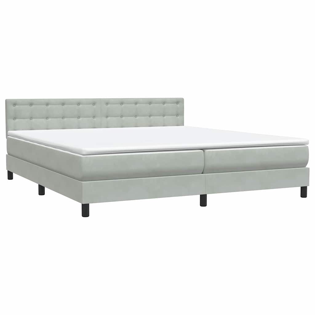 Boxspring met matras en LED fluweel lichtgrijs 180x220 cm – afbeelding 5