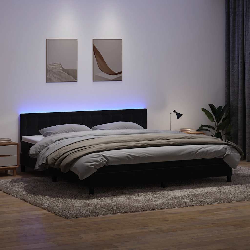 Boxspring met matras en LED fluweel zwart 180x220 cm