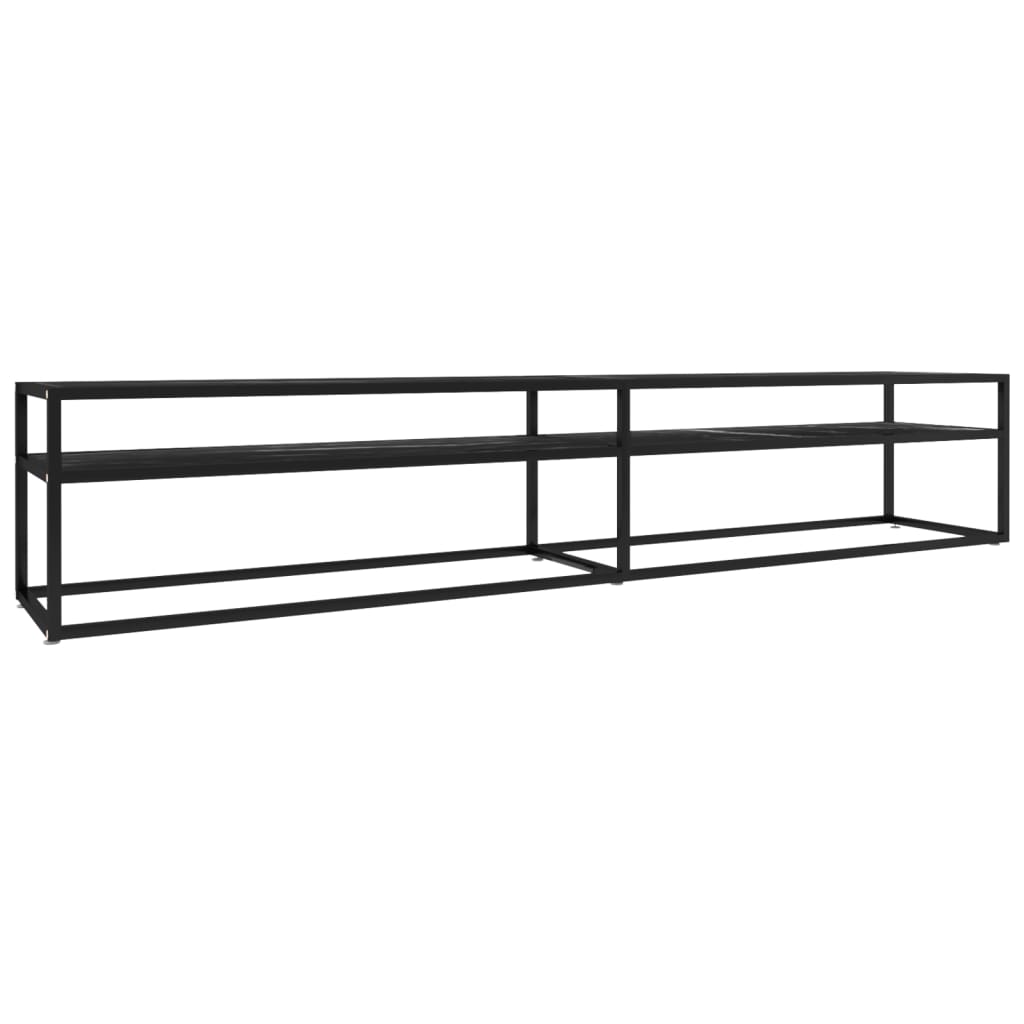 Tv-meubel 220x40x40,5 cm gehard glas zwartmarmerkleurig – afbeelding 2