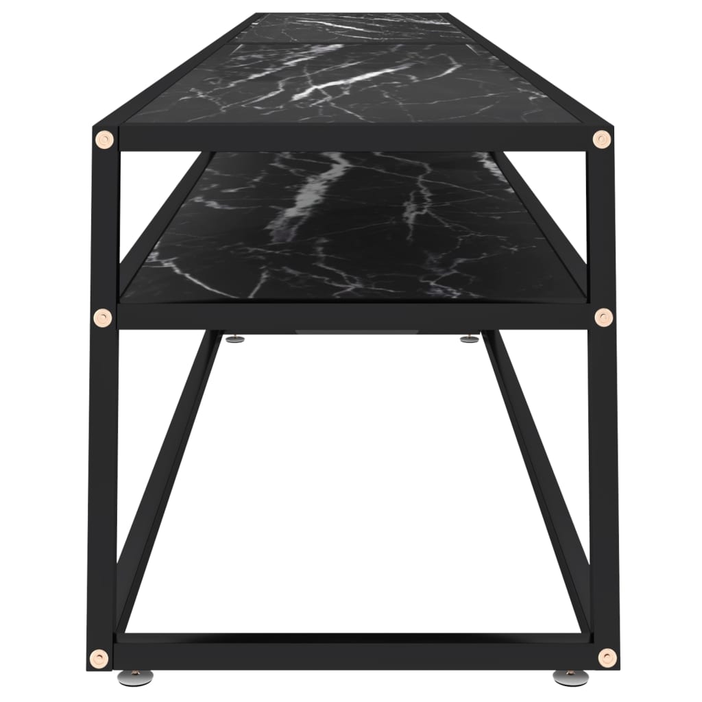 Tv-meubel 220x40x40,5 cm gehard glas zwartmarmerkleurig – afbeelding 4