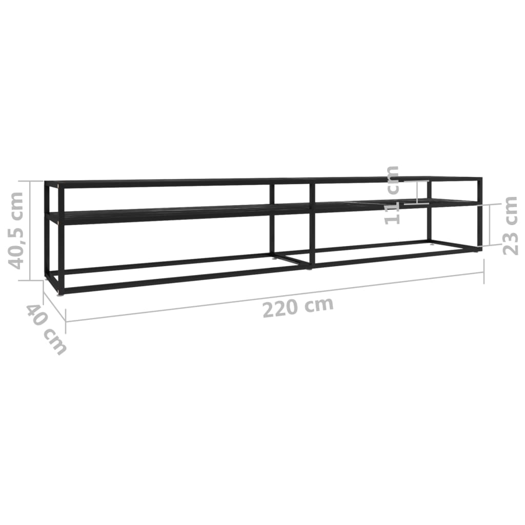 Tv-meubel 220x40x40,5 cm gehard glas zwartmarmerkleurig – afbeelding 7