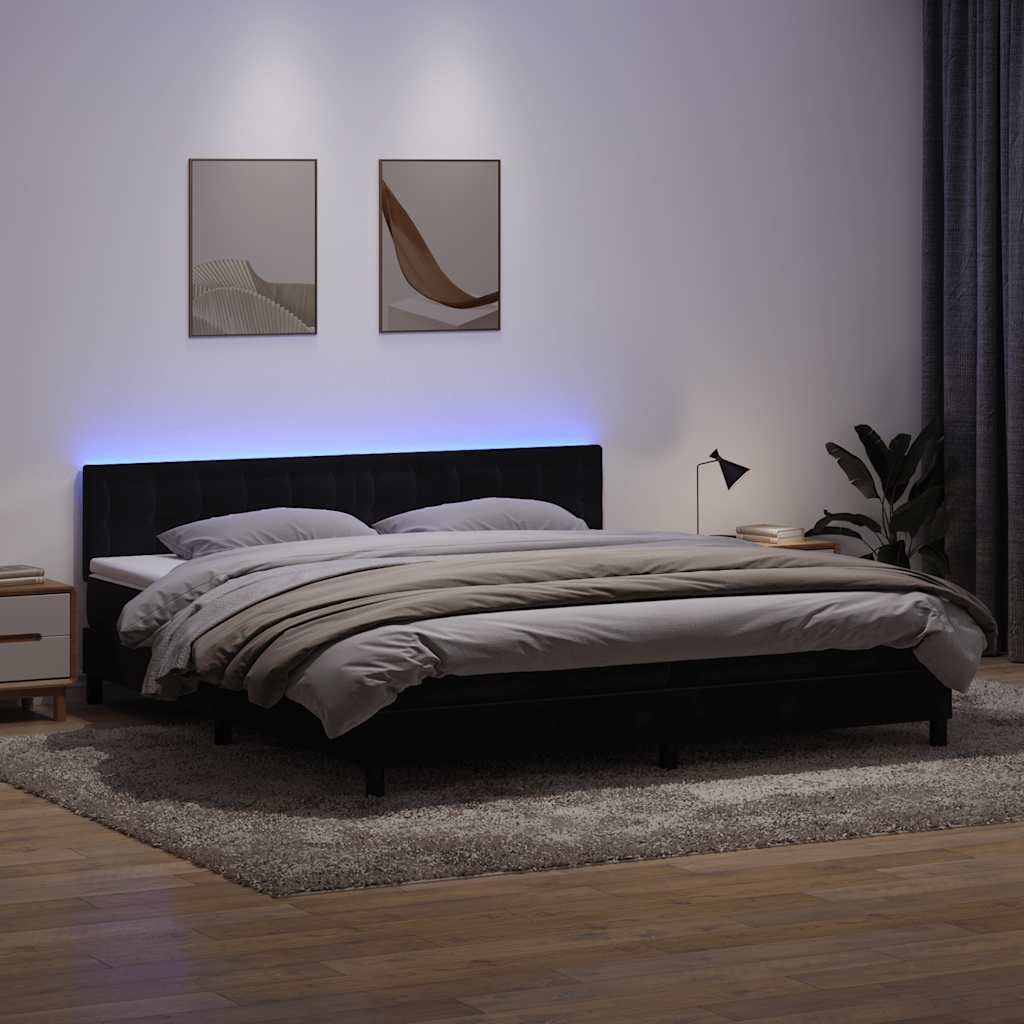 Boxspring met matras en LED fluweel zwart 200x220 cm – afbeelding 1