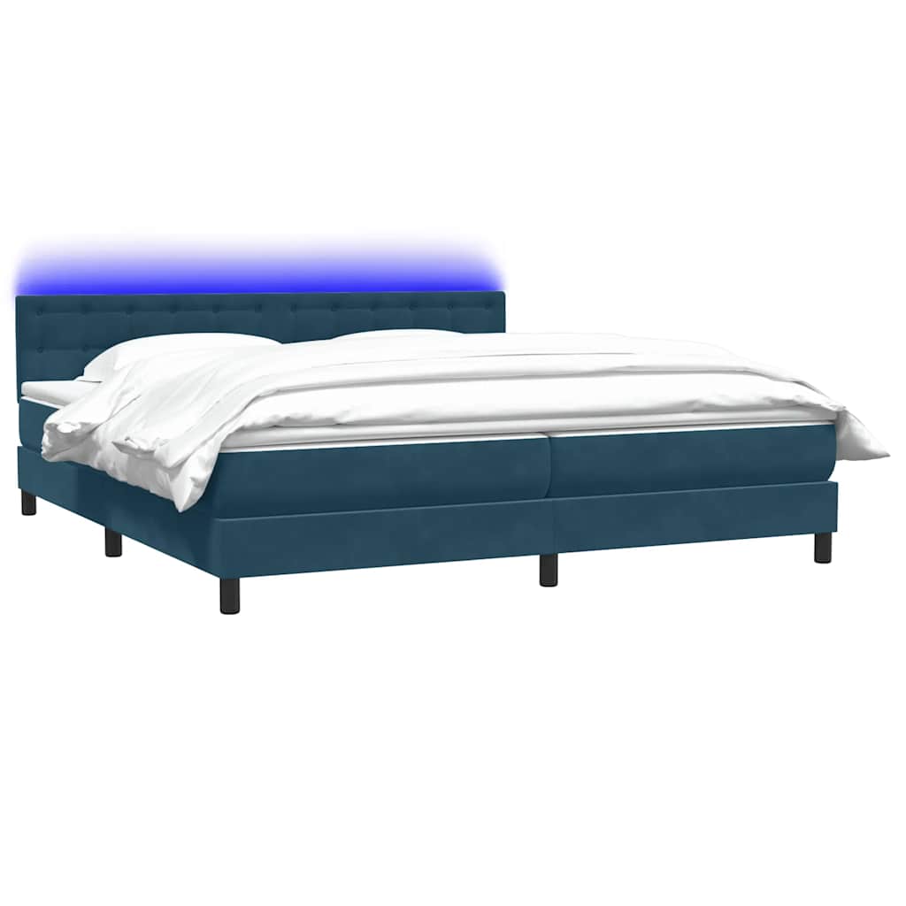 Boxspring met matras en LED fluweel donkerblauw 200x220 cm – afbeelding 3