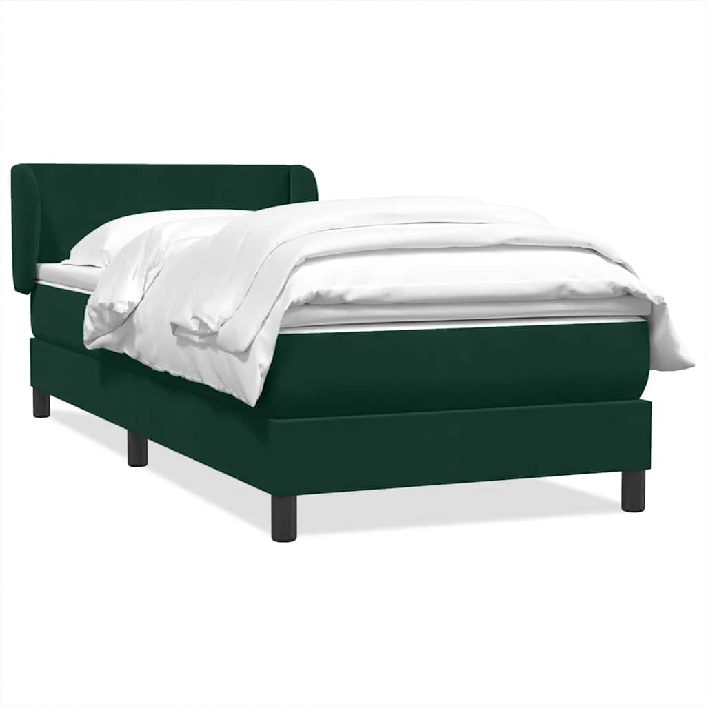 Boxspring met matras fluweel donkergroen 80x210 cm – afbeelding 1