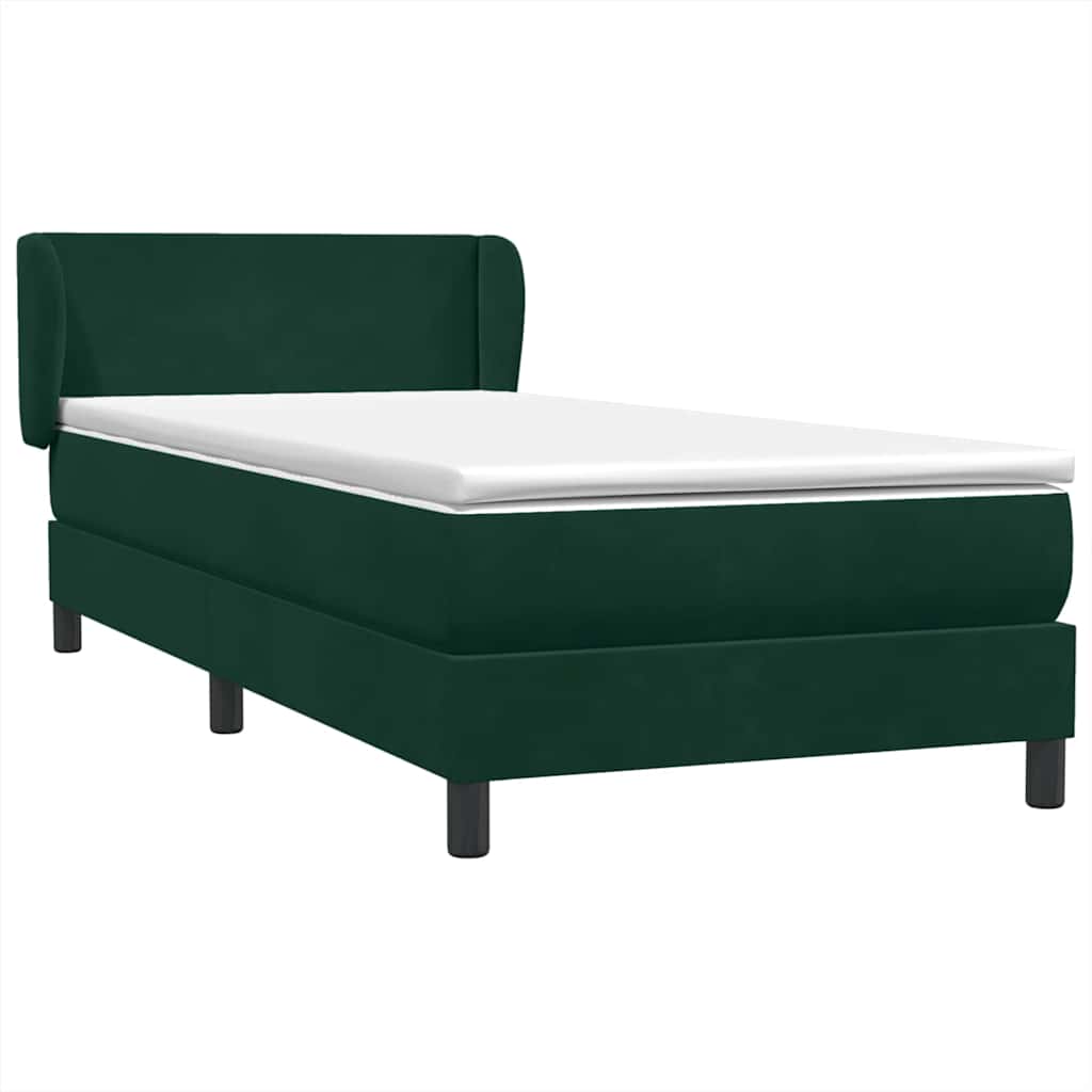 Boxspring met matras fluweel donkergroen 80x210 cm – afbeelding 2