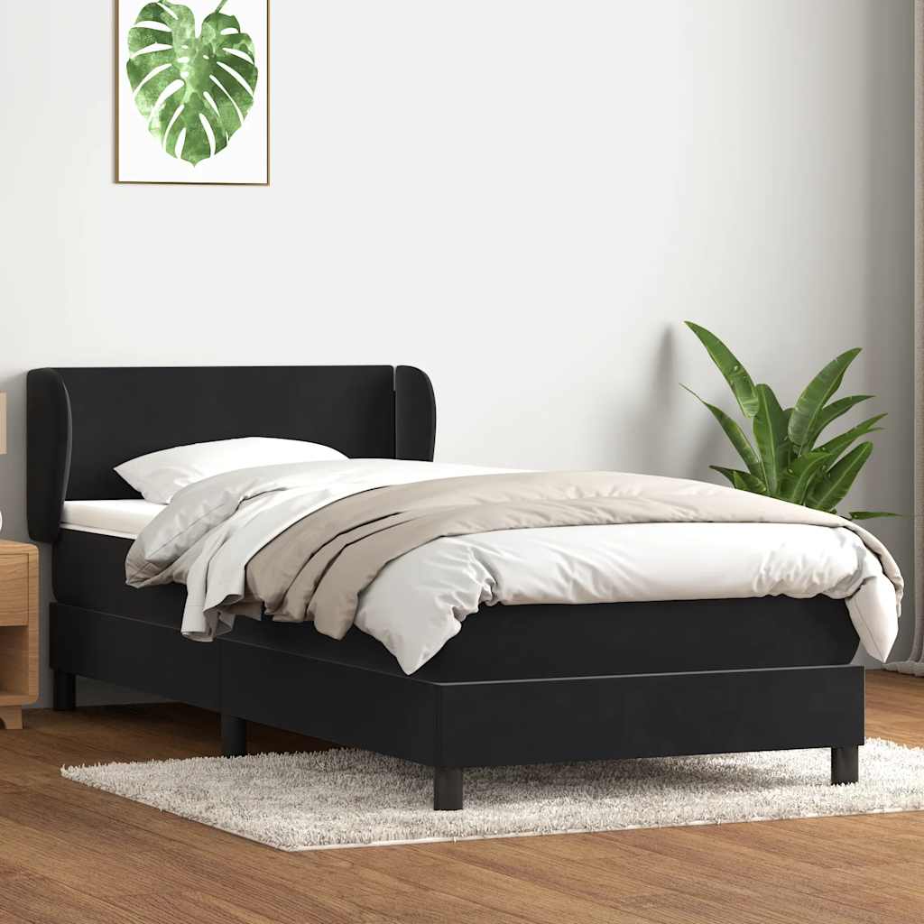 Boxspring met matras fluweel zwart 90x210 cm – afbeelding 3
