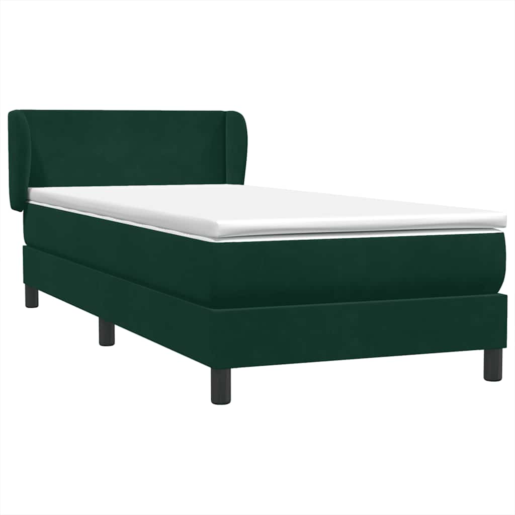 Boxspring met matras fluweel donkergroen 90x210 cm – afbeelding 2