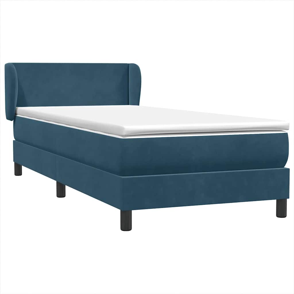Boxspring met matras fluweel donkerblauw 90x210 cm – afbeelding 2