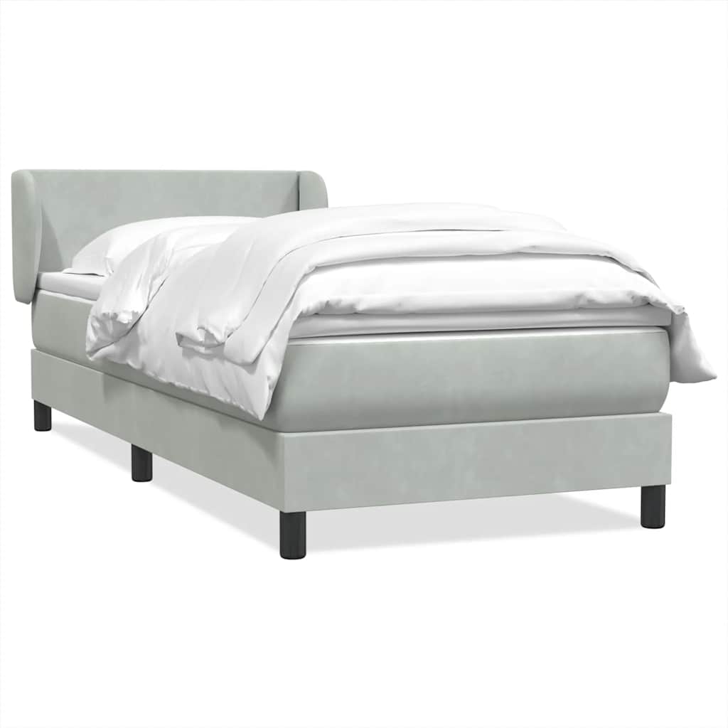 Boxspring met matras fluweel lichtgrijs 100x210 cm – afbeelding 1