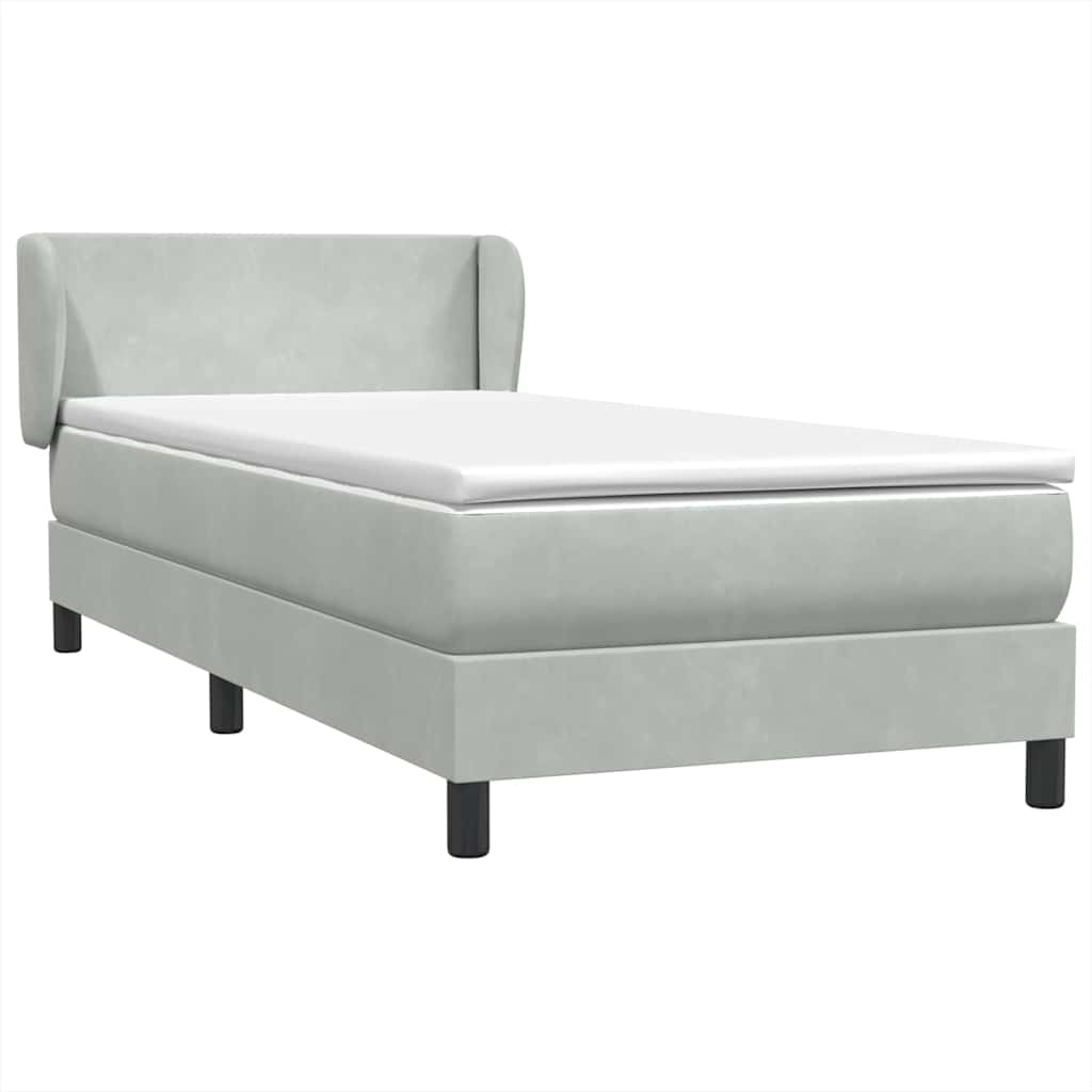 Boxspring met matras fluweel lichtgrijs 100x210 cm – afbeelding 2