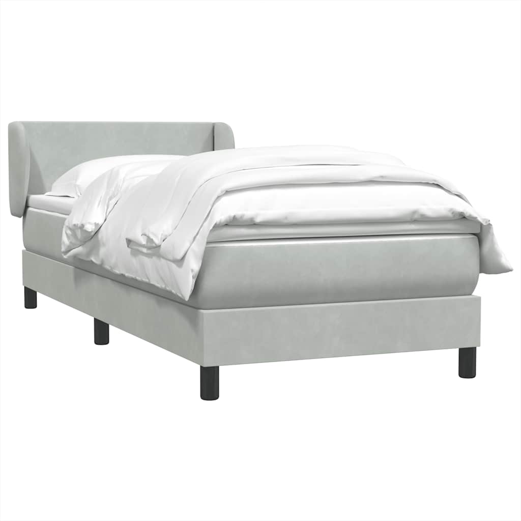 Boxspring met matras fluweel lichtgrijs 100x210 cm – afbeelding 4