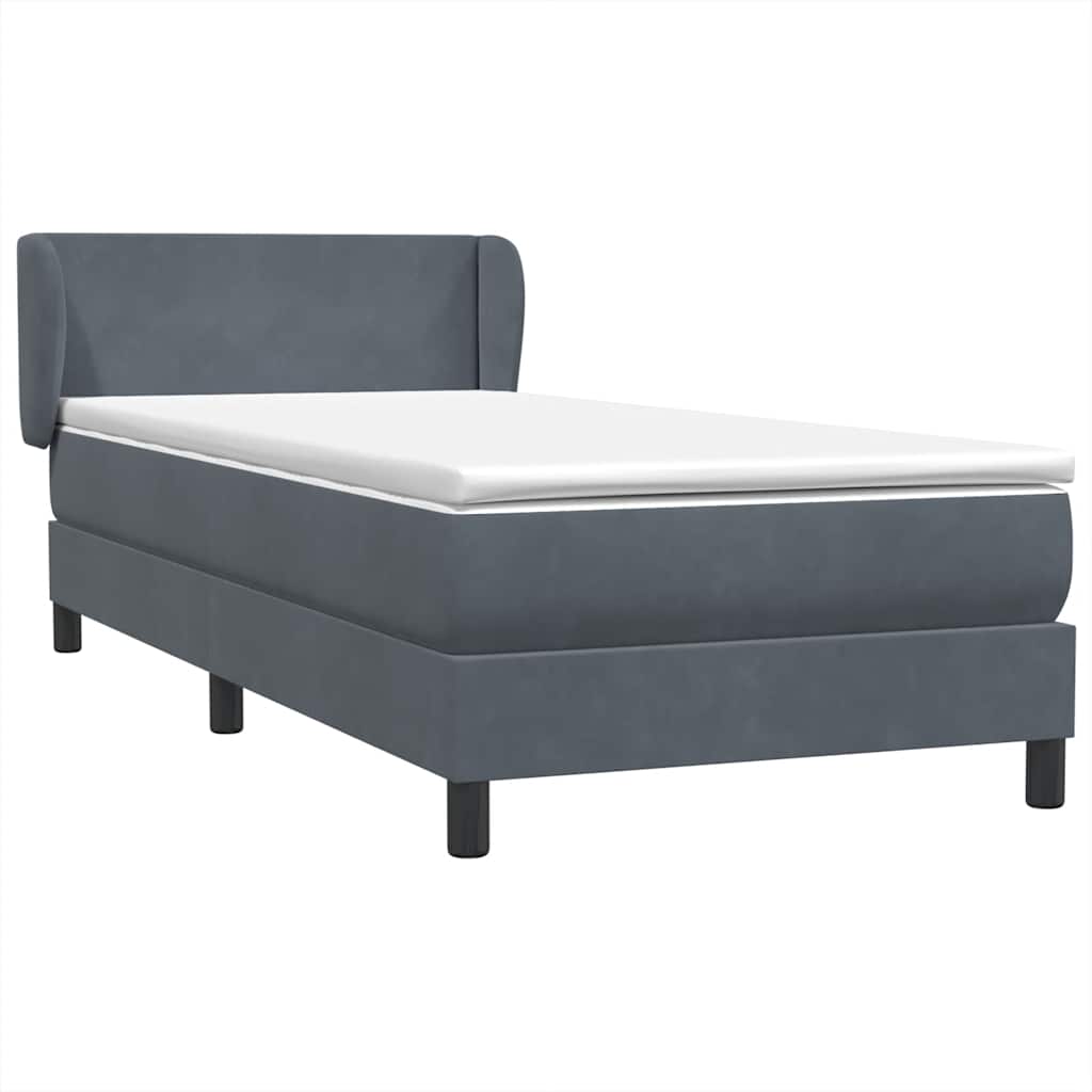 Boxspring met matras fluweel donkergrijs 100x210 cm – afbeelding 2