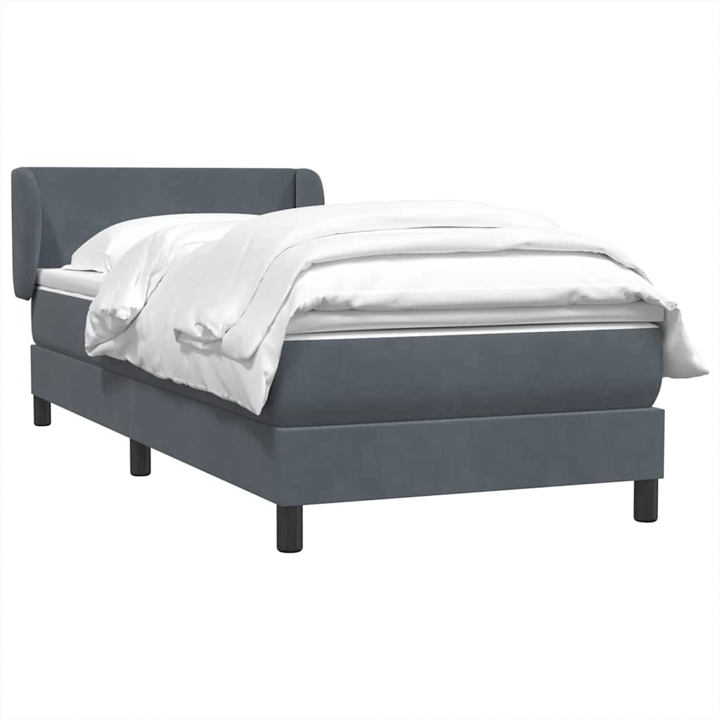 Boxspring met matras fluweel donkergrijs 100x210 cm – afbeelding 4