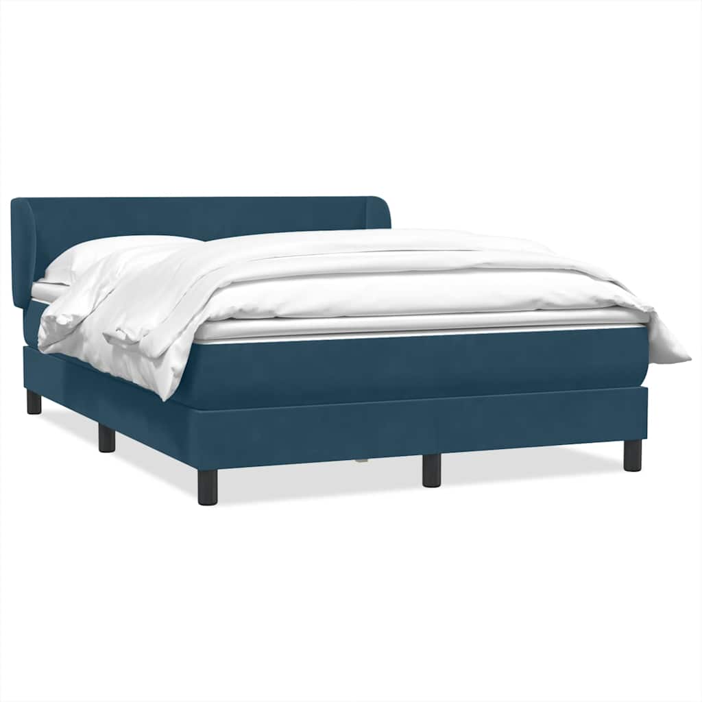Boxspring met matras fluweel donkerblauw 160x210 cm – afbeelding 1