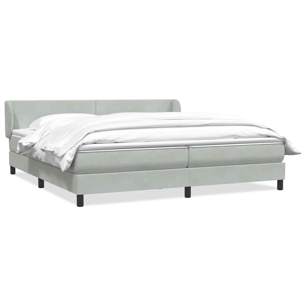 Boxspring met matrassen fluweel lichtgrijs 200x210 cm – afbeelding 1