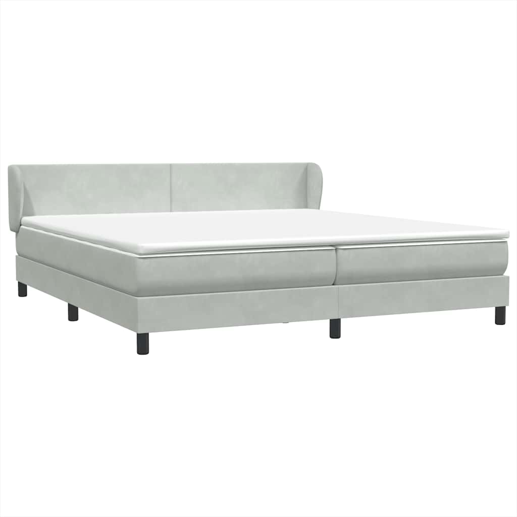 Boxspring met matrassen fluweel lichtgrijs 200x210 cm – afbeelding 2