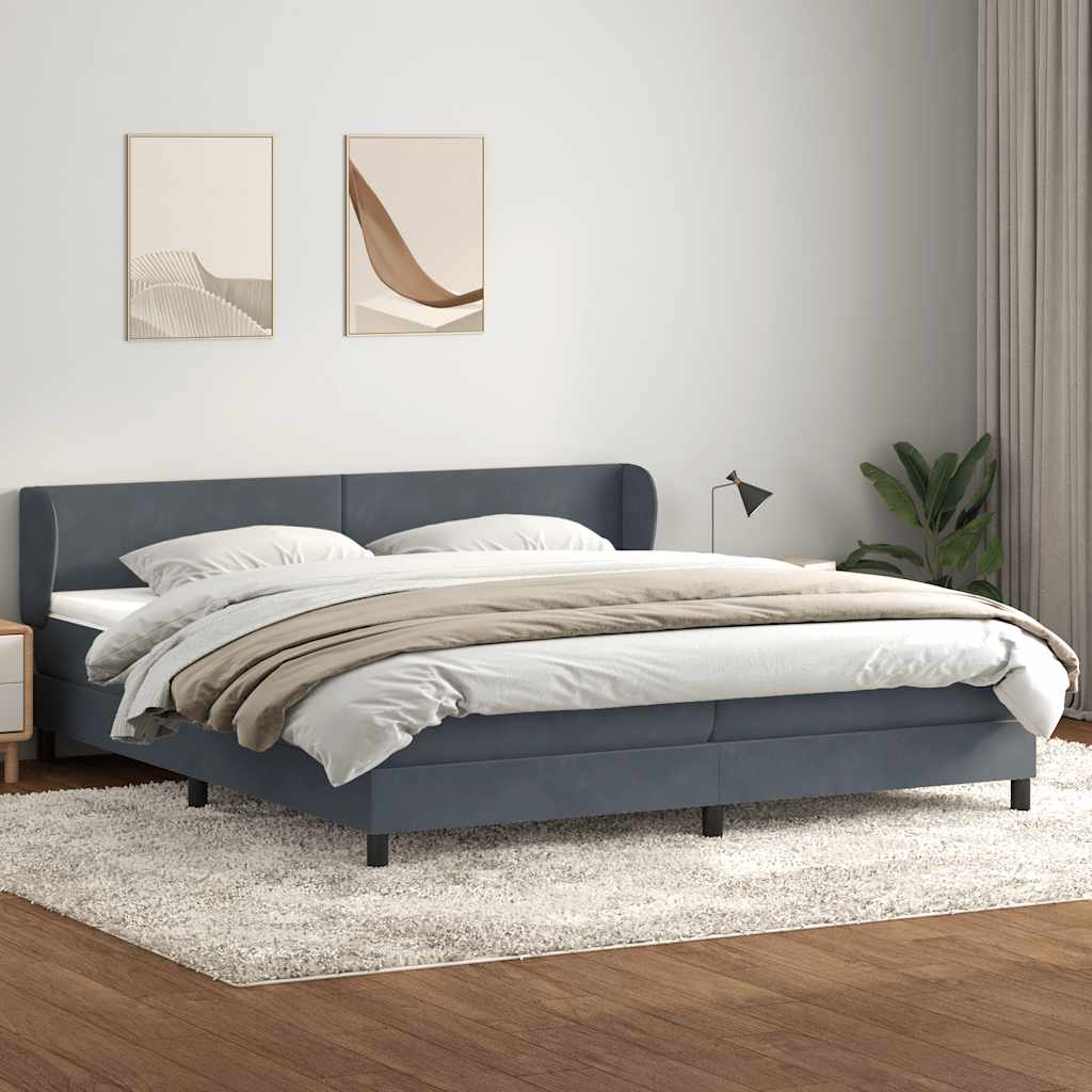 Boxspring met matrassen fluweel donkergrijs 200x210 cm – afbeelding 3