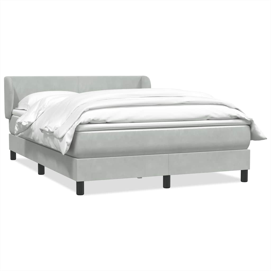 Boxspring met matras fluweel lichtgrijs 140x220 cm – afbeelding 1