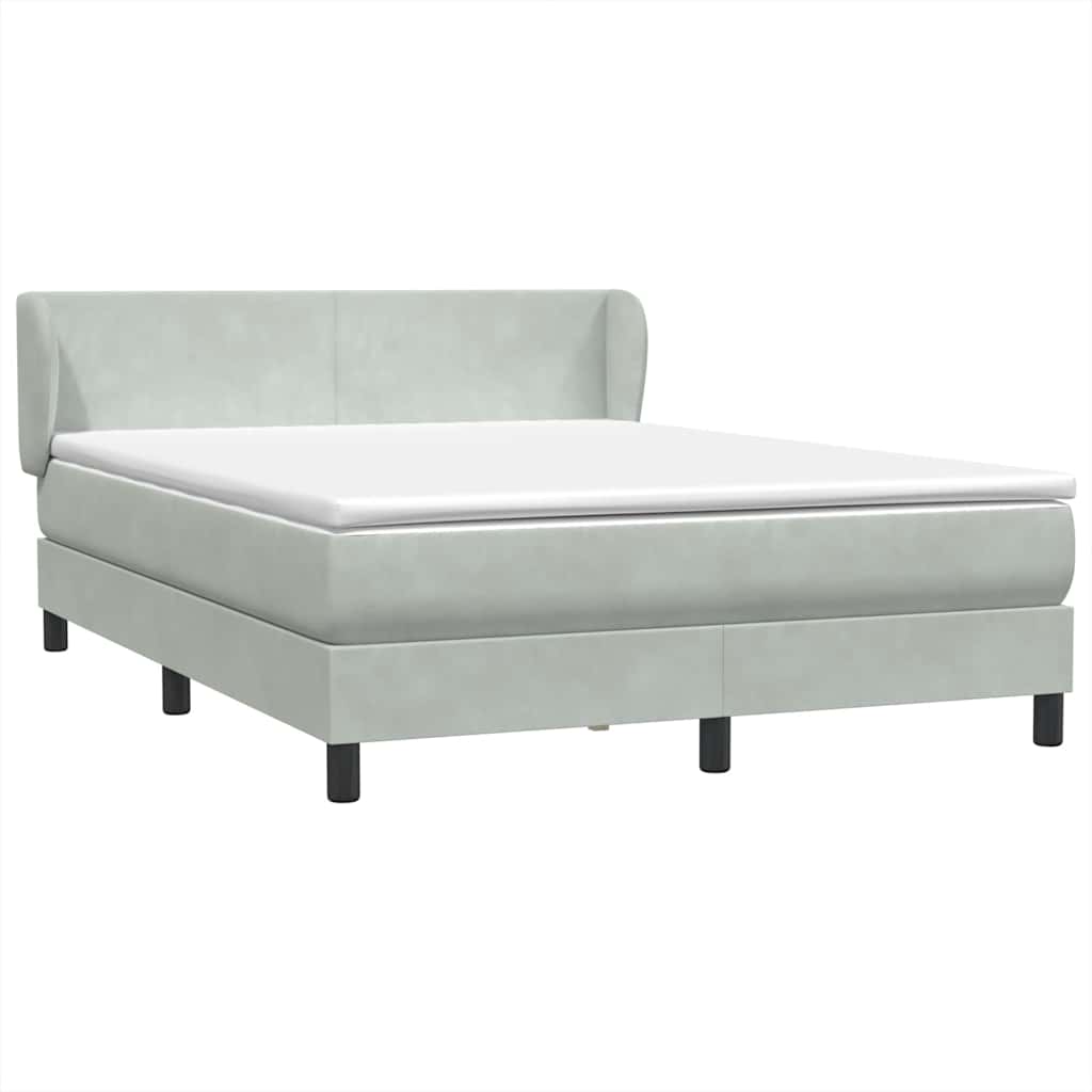 Boxspring met matras fluweel lichtgrijs 140x220 cm – afbeelding 2