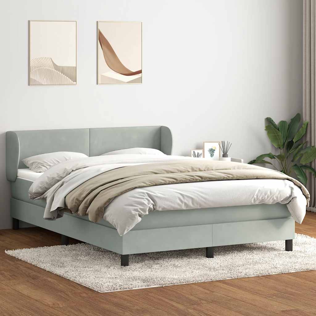 Boxspring met matras fluweel lichtgrijs 140x220 cm – afbeelding 3