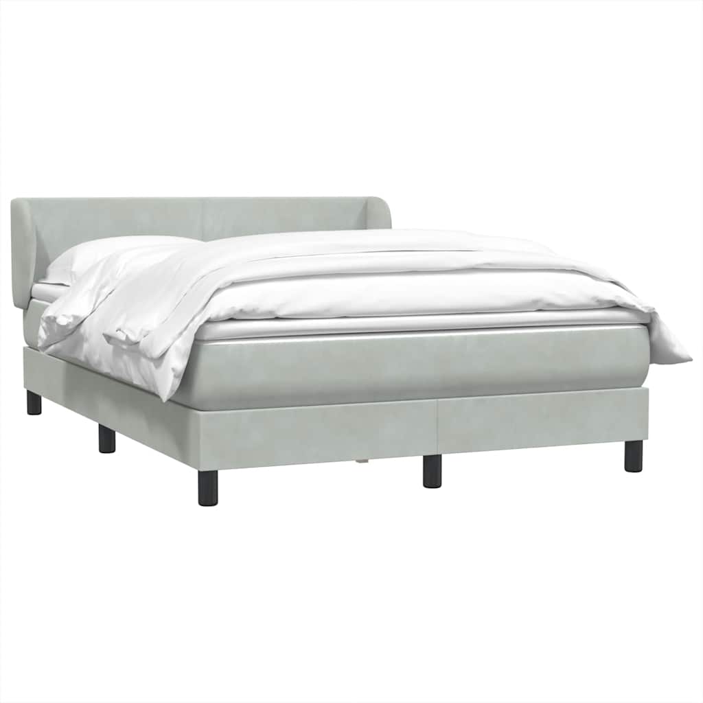 Boxspring met matras fluweel lichtgrijs 140x220 cm – afbeelding 4