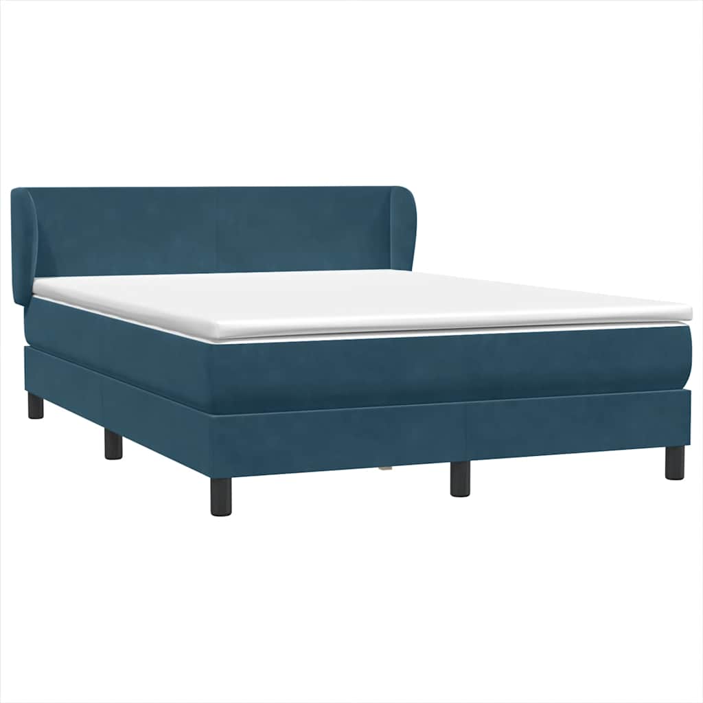 Boxspring met matras fluweel donkerblauw 140x220 cm – afbeelding 2