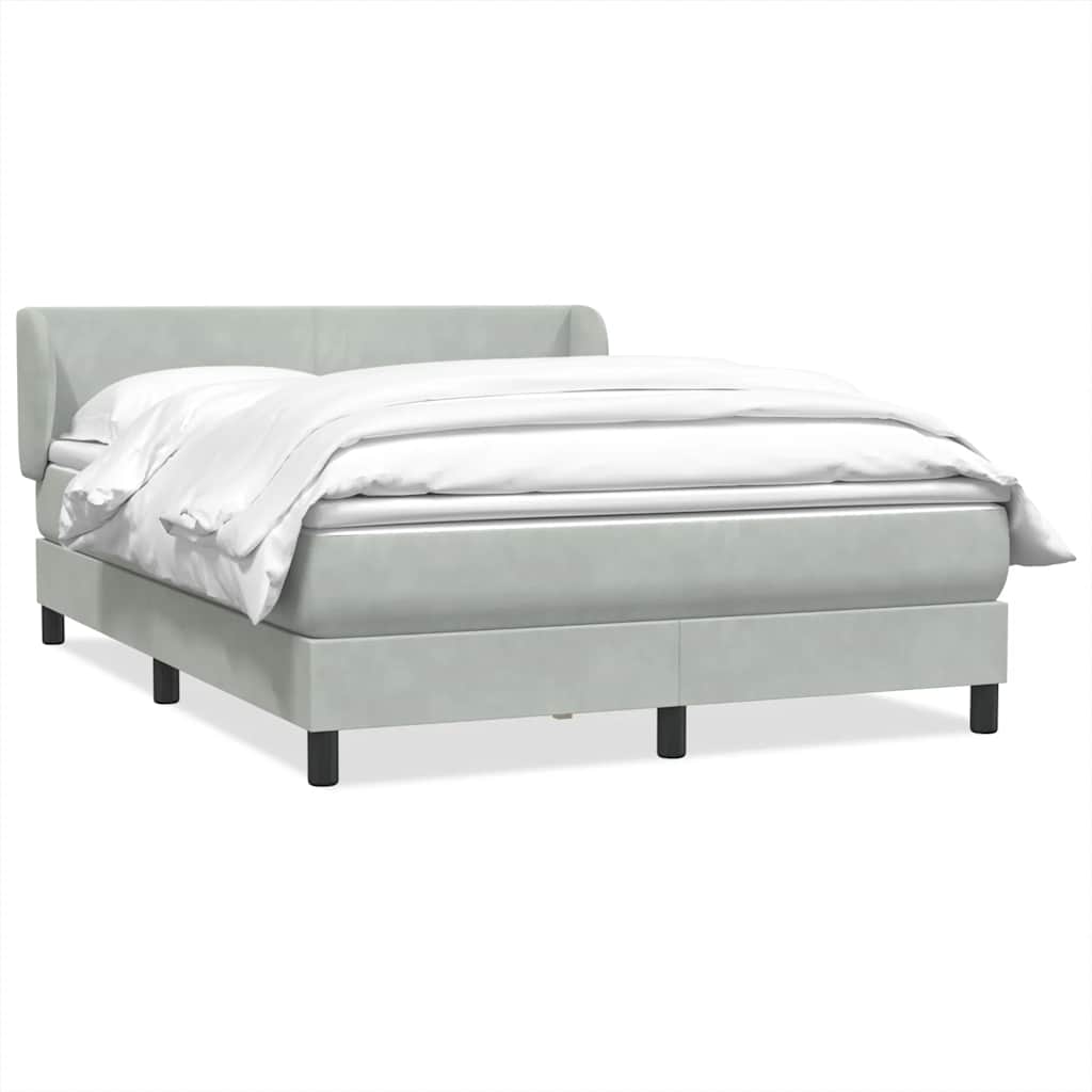 Boxspring met matras fluweel lichtgrijs 160x220 cm – afbeelding 1